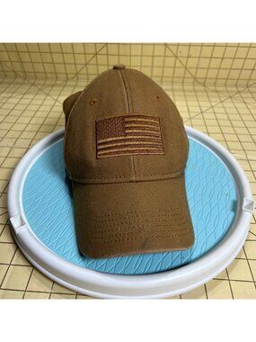 H3 Headwear American Flag Brown Snapback Hat Adjustable Fit Durable Cotton Blend